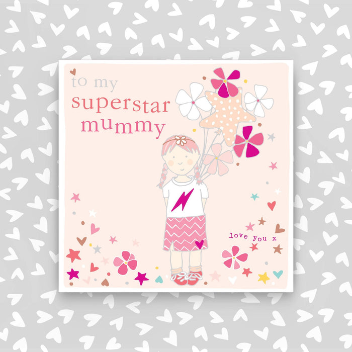 Superstar Mummy card - Little girl with balloons (CB129)