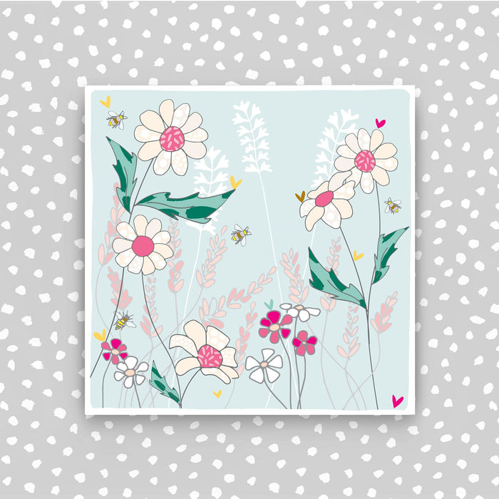 Blank Greetings Card - Flowers with bees (CB165)