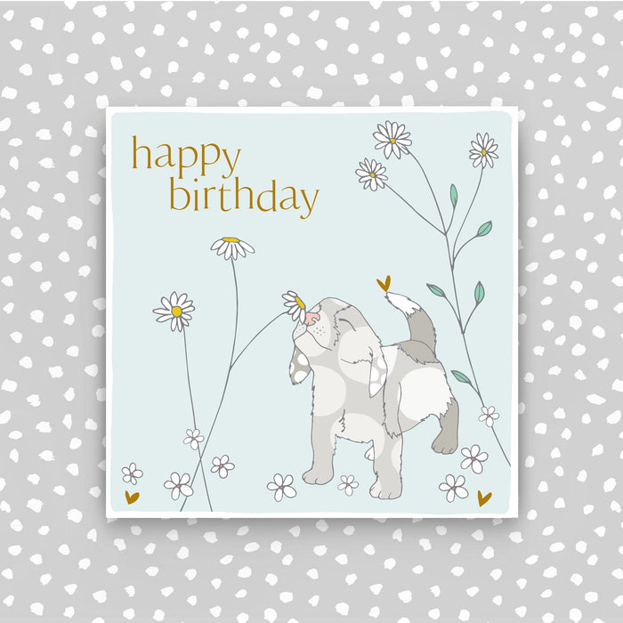 Happy Birthday Card - Dog and Flowers (CB212)