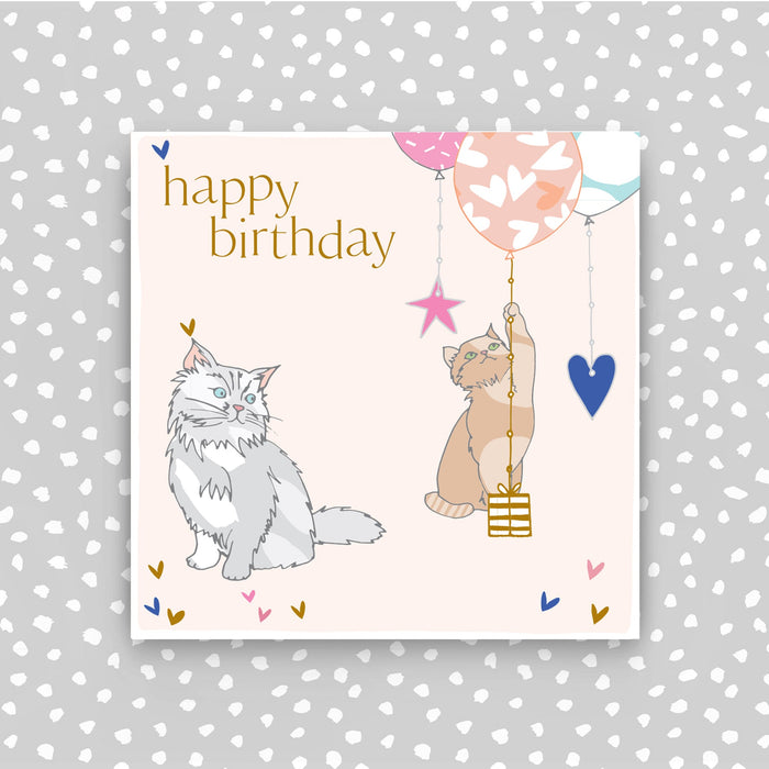 Happy Birthday Card - Cat and Balloons (CB213)