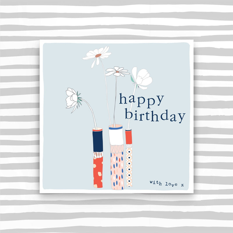 Happy Birthday card  - 3 flowers (CB98)