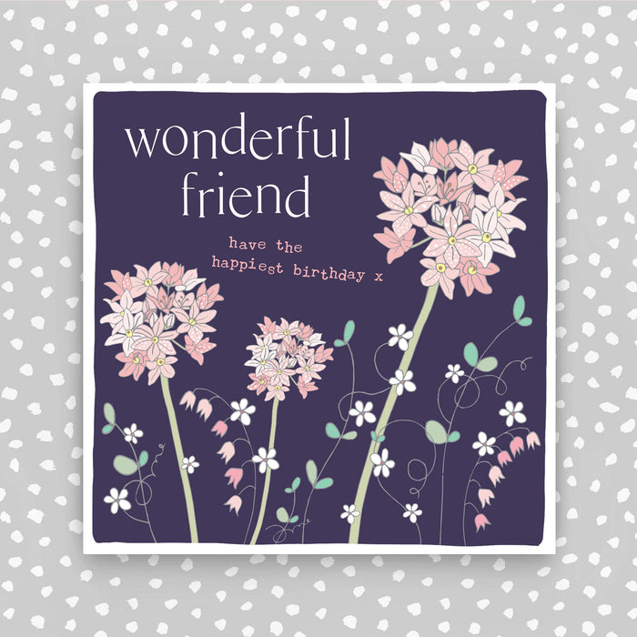 Happy Birthday Card - Flowers on purple background (FB190)