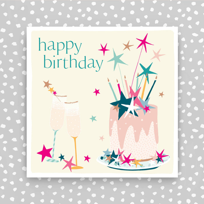 Happy Birthday Card - Cake and fizz (FB193)