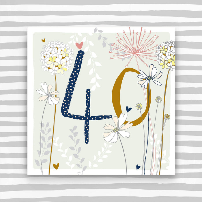 40th Birthday card - flowers (FB81)