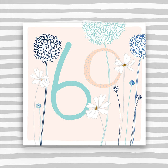 60th Birthday card  - flowers (FB83)
