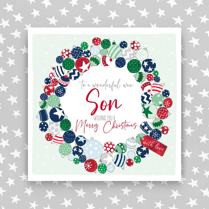 Wonderful Wee Son - Scottish Wreath Christmas Card (G30)