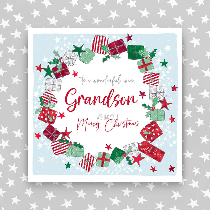 Wonderful Wee Grandson - Scottish Wreath Christmas Card (G32)