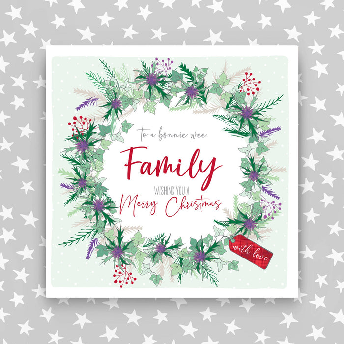 Bonnie Wee Family - Scottish Wreath Christmas Card (G34)