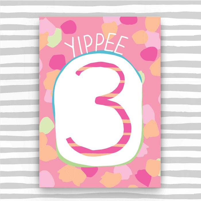 Girl Aged 3 Card (HB19)