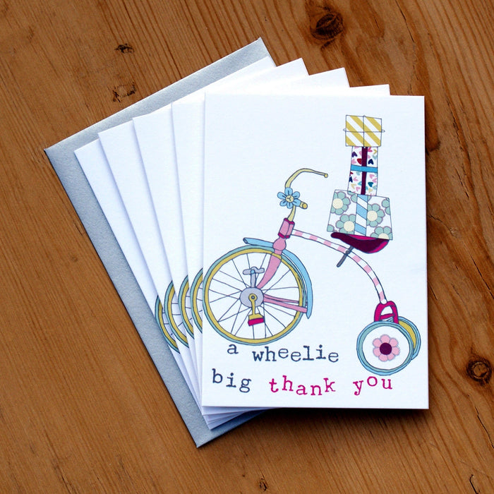5 Mini Card Pack - girls wheelie big thank you (MP08)
