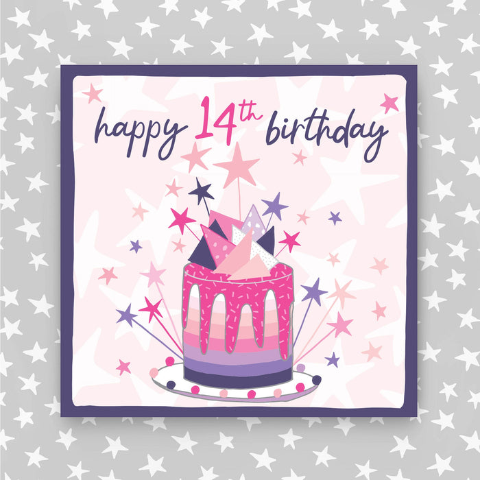 OAKTREE UK Festone Olografico Per Feste - Scritta Happy 14th Birthday, 11 Bandierine, Lunghezza 3,9 Metri