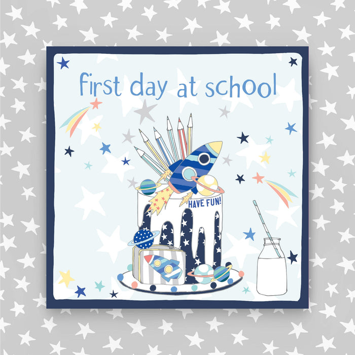 1st Day at School - Blue Greeting Card (PH39)