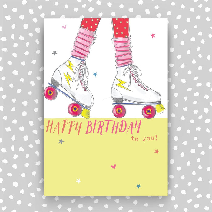 Happy Birthday Card - Retro Roller skates design (SS32)