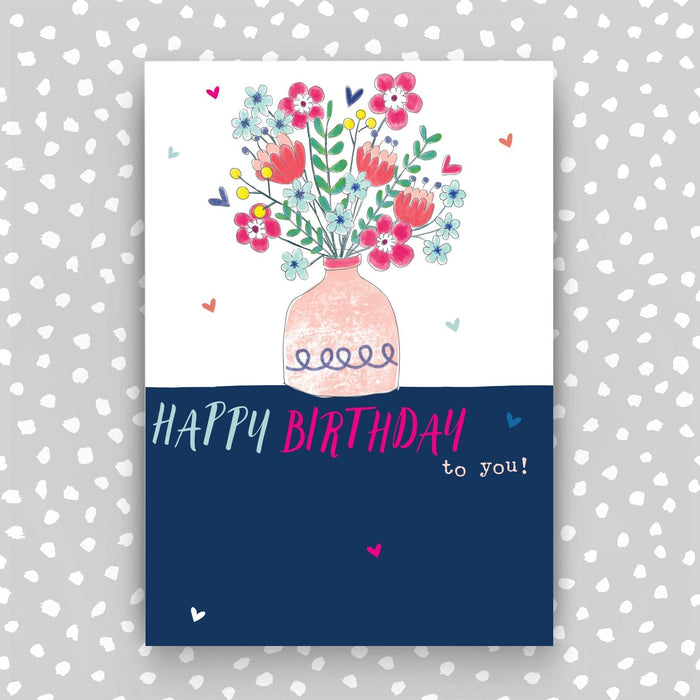 Happy Birthday Card - Vase of flowers (SS40)