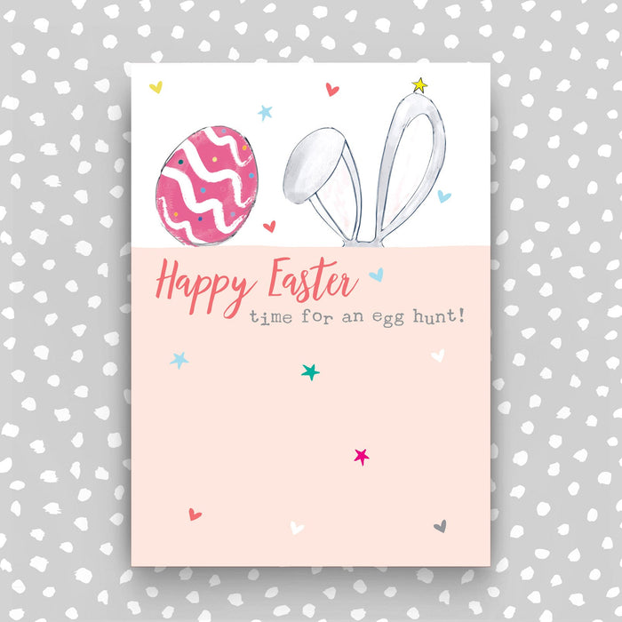 Happy Easter Card- time for an Egg Hunt (Pink) (SS72)