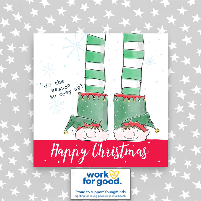 Charity Christmas 4 card pack - Elf Slippers design (SSP01)