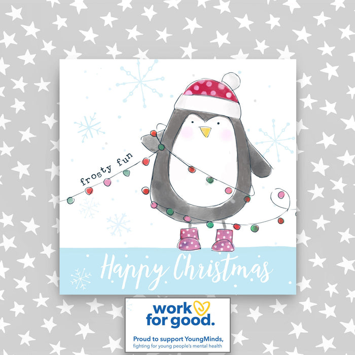 Charity Christmas cards - 4 pack - Penguin in lights (SSP02)