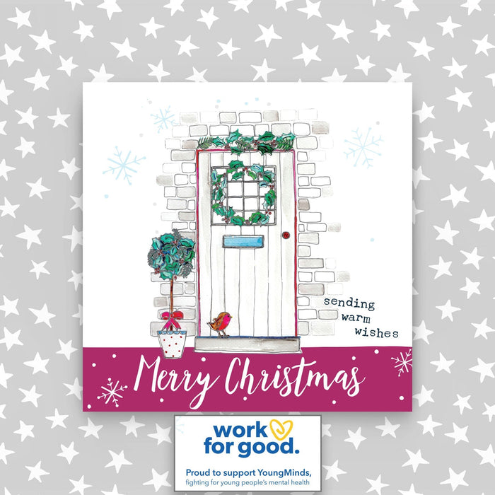 Charity Christmas 4 card pack - Front Door with wreath (SSP04)