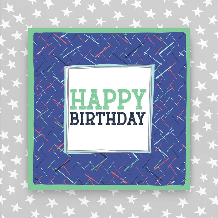 Happy Birthday Card - Green/Blue/Red dashes (TF48)