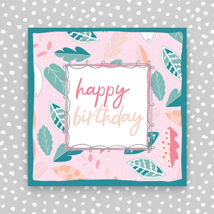 Happy Birthday Card - florals on pink (TF69)