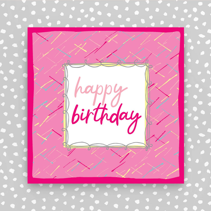 Happy Birthday Card - pink dashes (TF70)