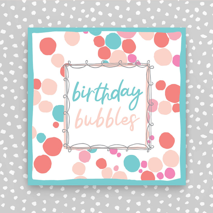 Birthday Bubbles Card - Blue and pink circles (TF77)