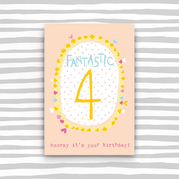 4th Birthday Card - Girl (TS04)