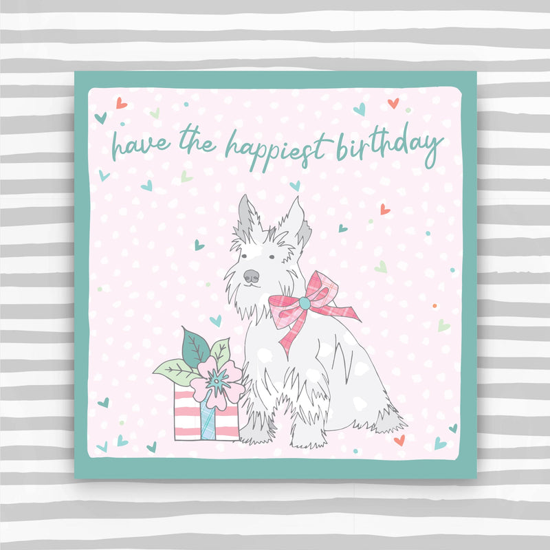 Scottish - have the happiest birthday - scotty dog pink (W43)