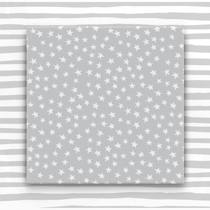 Gift wrap - White Stars on Grey - (2 sheets - WR35)