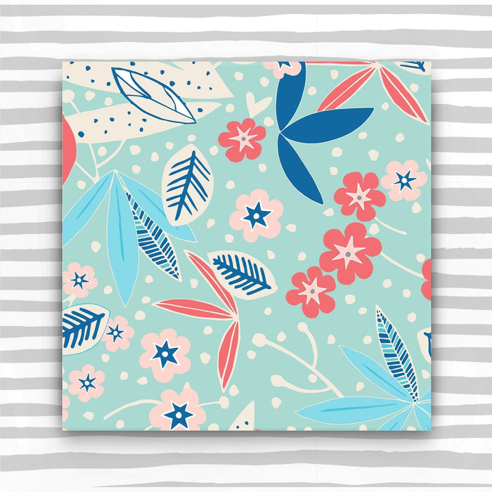 Birthday Gift wrap for her- Floral on blue (2 sheets - WR52)