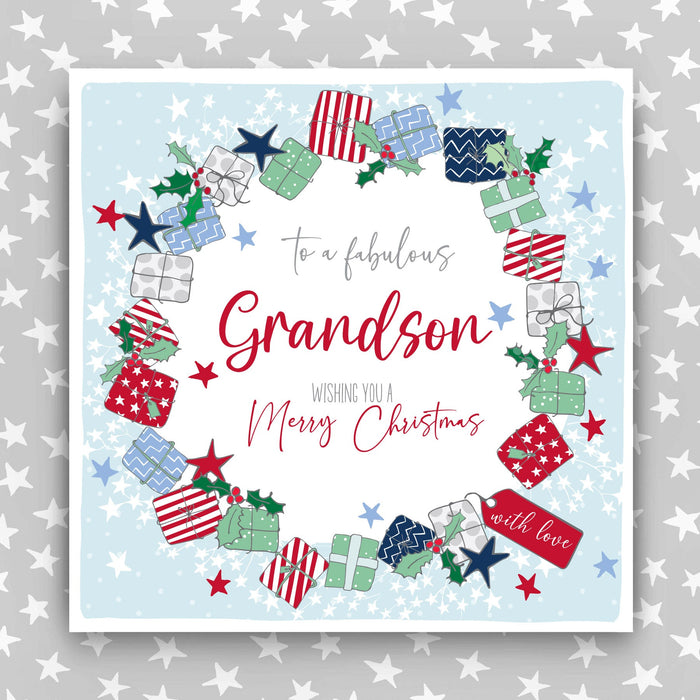 Grandson - Large Wreath Christmas Card (XGAR06)