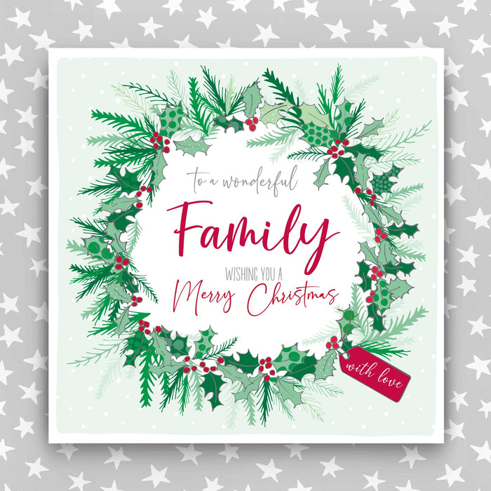 Wonderful Family - Large Wreath Christmas Card (XGAR11)